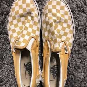 Vans Checkerboard slip on yellow/ochre/white
